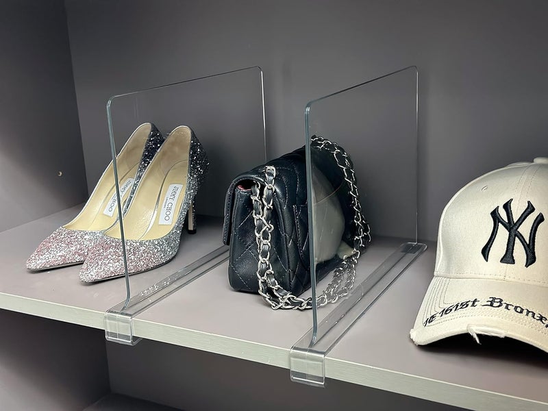 Likeu Shelf Dividers for Closets,Clear Acrylic Shelf Divider for Wood Shelves and Clothes Organizer/Purses Separators Perfect for Kitchen Cabinets and Bedroom Organizer,6 PCS - Image 4